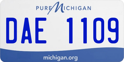 MI license plate DAE1109