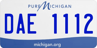 MI license plate DAE1112