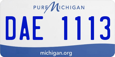 MI license plate DAE1113