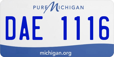 MI license plate DAE1116