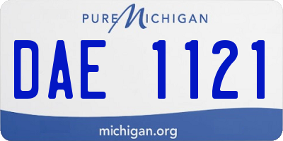 MI license plate DAE1121