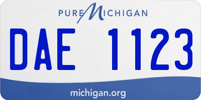 MI license plate DAE1123