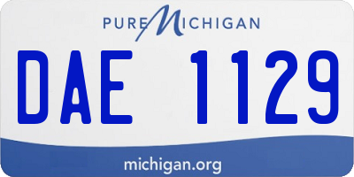 MI license plate DAE1129