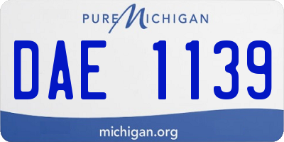 MI license plate DAE1139