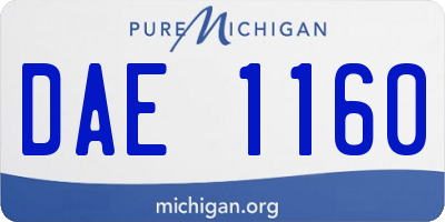 MI license plate DAE1160