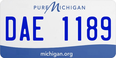 MI license plate DAE1189