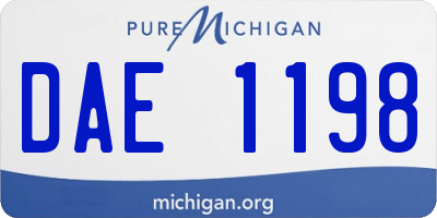MI license plate DAE1198