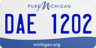 MI license plate DAE1202