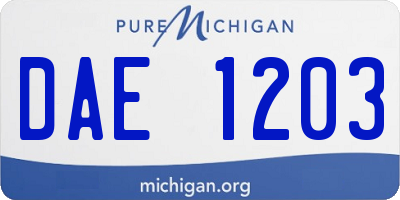 MI license plate DAE1203