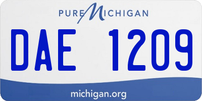 MI license plate DAE1209