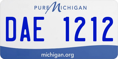 MI license plate DAE1212