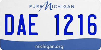 MI license plate DAE1216