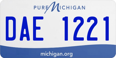 MI license plate DAE1221