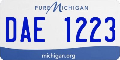 MI license plate DAE1223