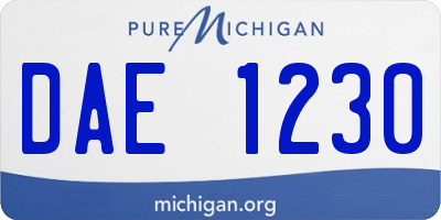 MI license plate DAE1230