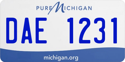 MI license plate DAE1231
