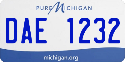 MI license plate DAE1232