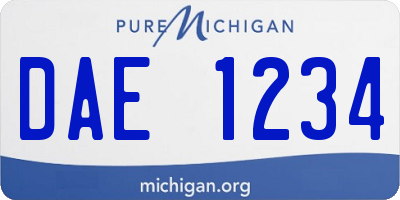 MI license plate DAE1234