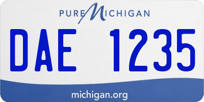 MI license plate DAE1235