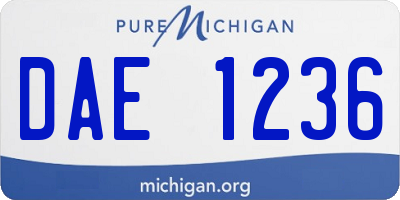 MI license plate DAE1236