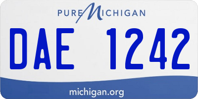 MI license plate DAE1242