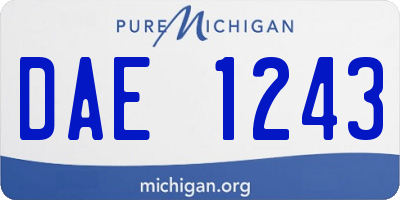 MI license plate DAE1243