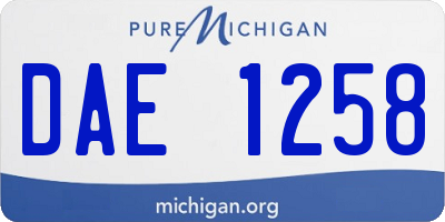 MI license plate DAE1258