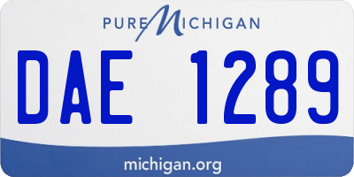 MI license plate DAE1289