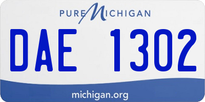 MI license plate DAE1302