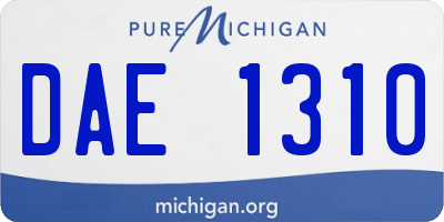 MI license plate DAE1310