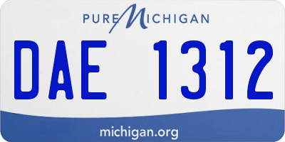 MI license plate DAE1312