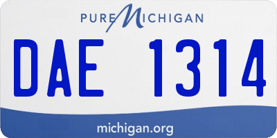 MI license plate DAE1314