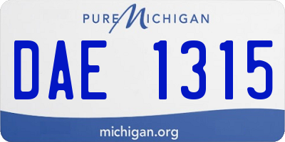 MI license plate DAE1315