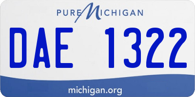 MI license plate DAE1322