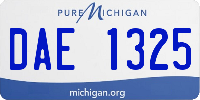 MI license plate DAE1325