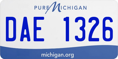 MI license plate DAE1326