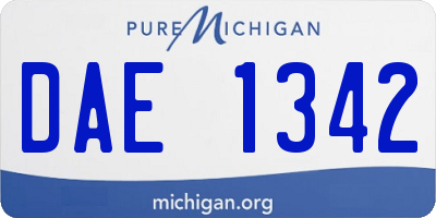 MI license plate DAE1342