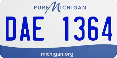 MI license plate DAE1364