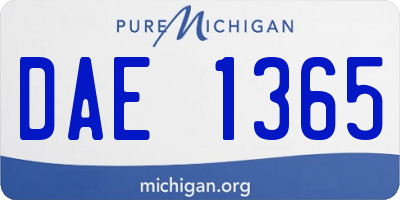 MI license plate DAE1365