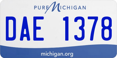 MI license plate DAE1378