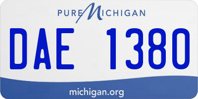 MI license plate DAE1380
