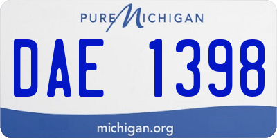 MI license plate DAE1398