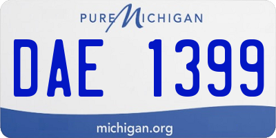 MI license plate DAE1399
