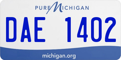 MI license plate DAE1402