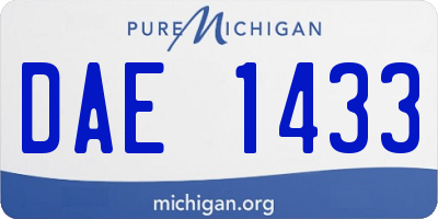 MI license plate DAE1433