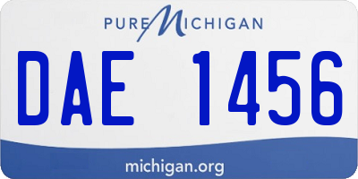 MI license plate DAE1456