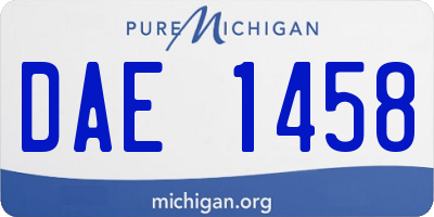 MI license plate DAE1458