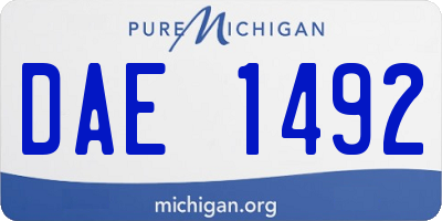 MI license plate DAE1492