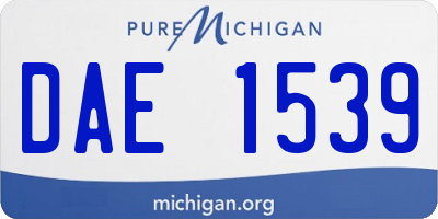 MI license plate DAE1539