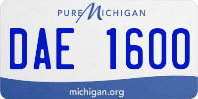 MI license plate DAE1600